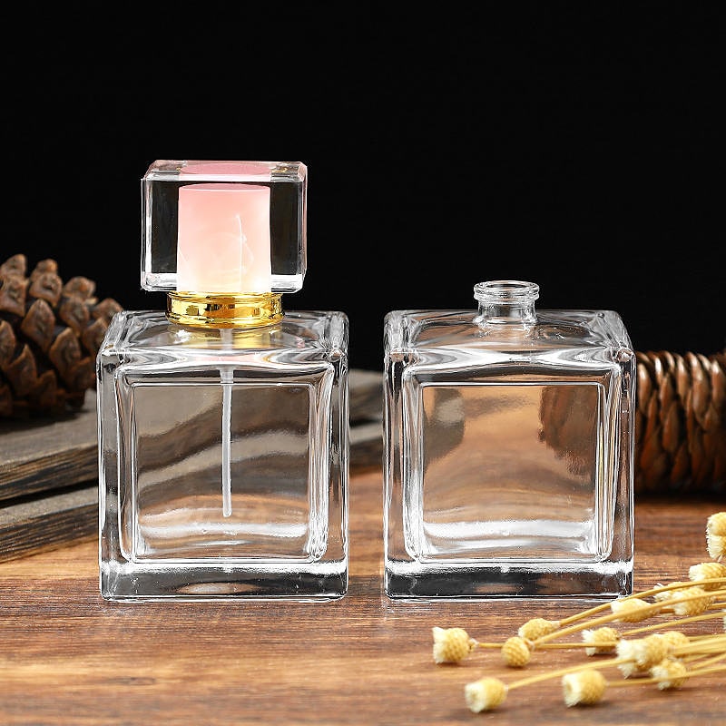 100ml Square Clear Glass Perfume Bottle