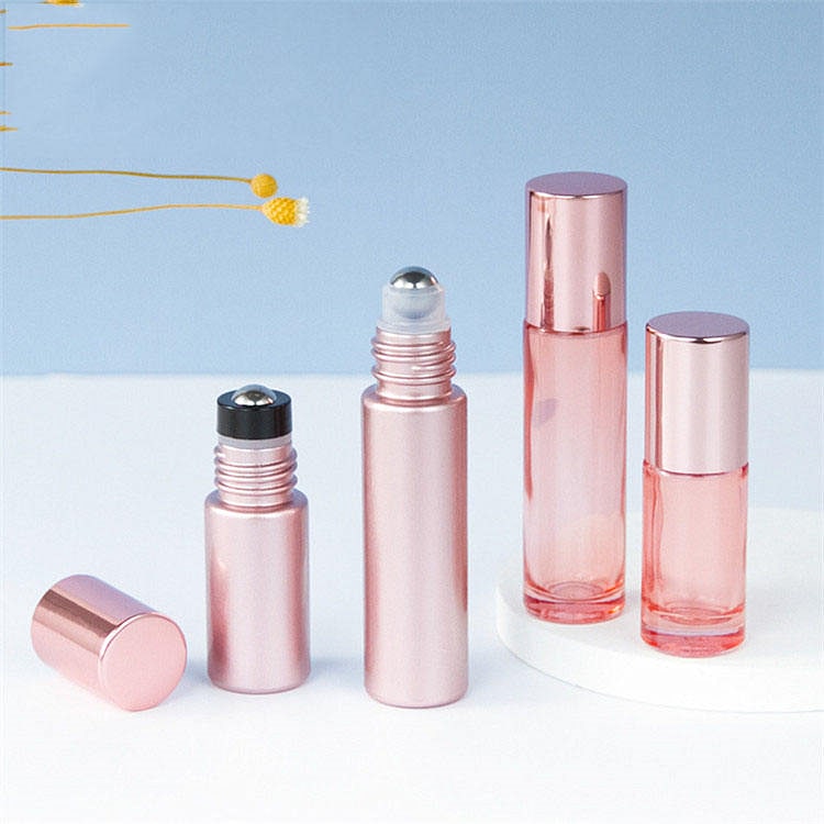 5ml 10ml 15ml 20ml Pink Roll-on Glass Bottle