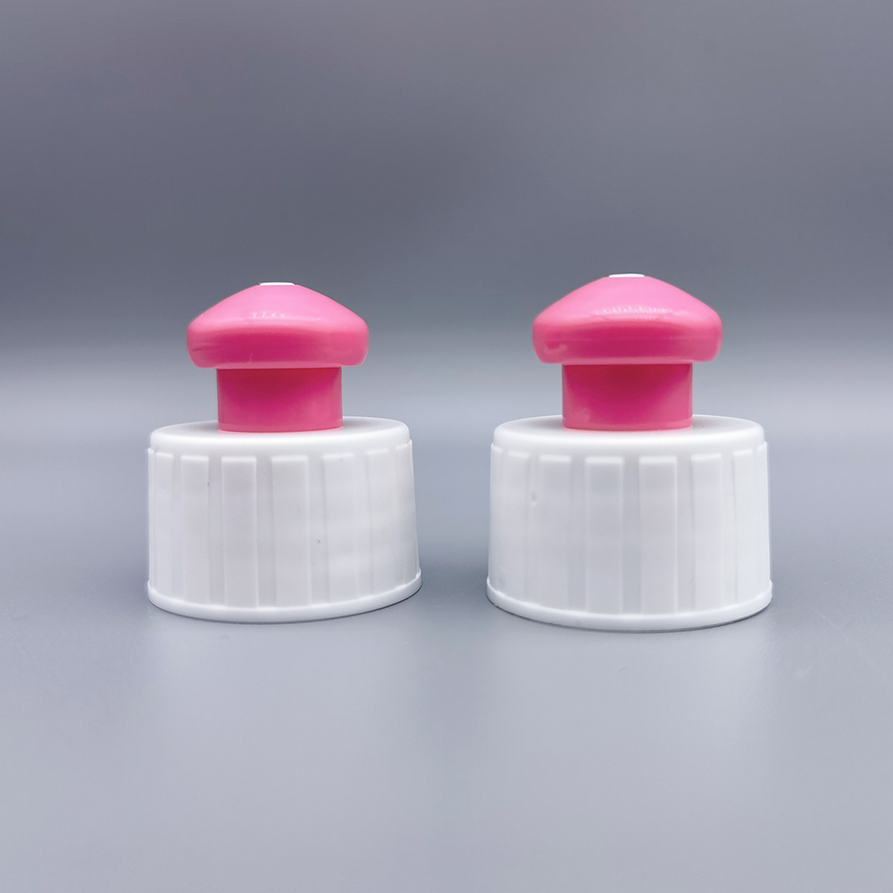 28/410 pink and white color push pull cap for househould cleaning