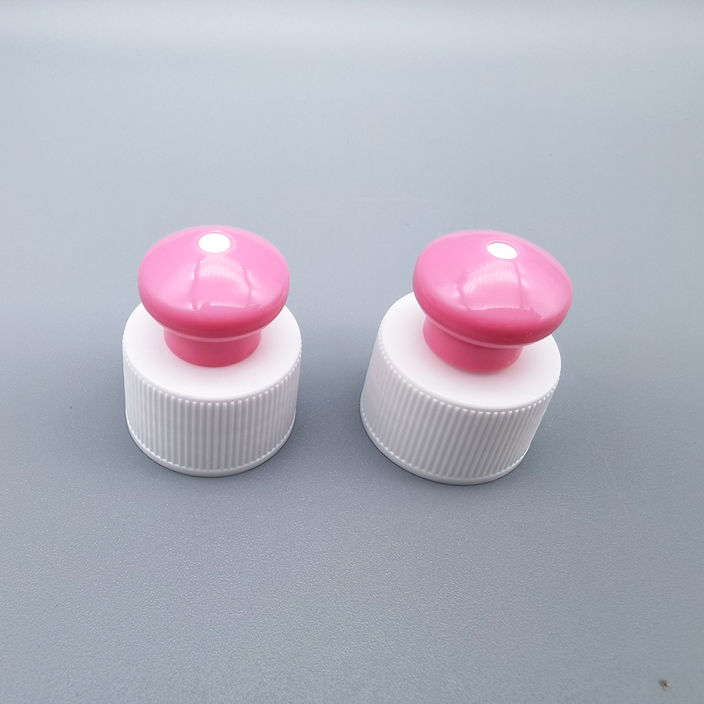 24/410 pink and white color ribbed push pull cap for househould cleaning