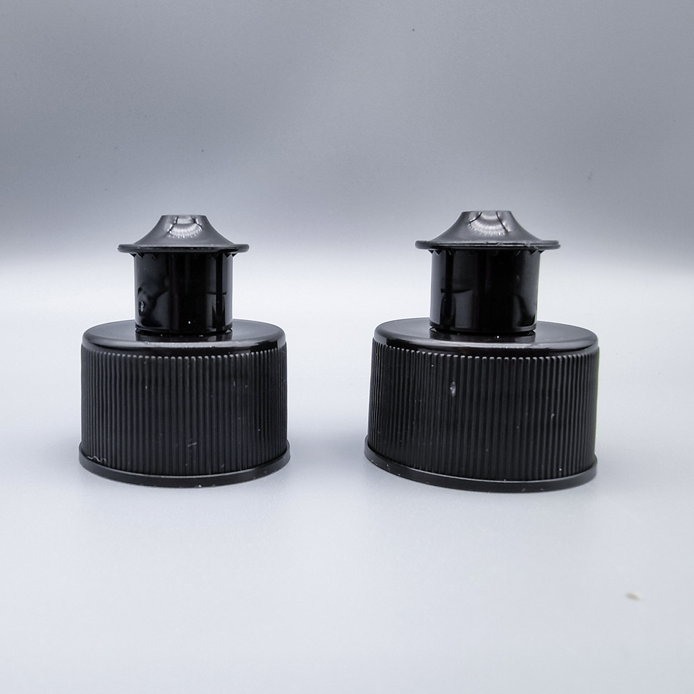 28/410 black color ribbed push pull cap for househould cleaning