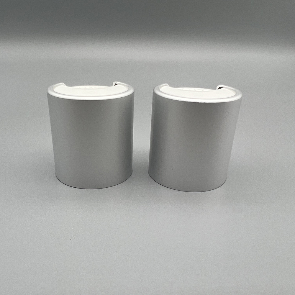 20/410 matte silver and white plastic aluminum disc top cap