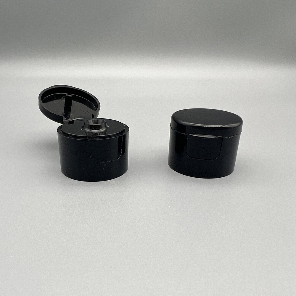 24/410 black color plastic PP flip top cap