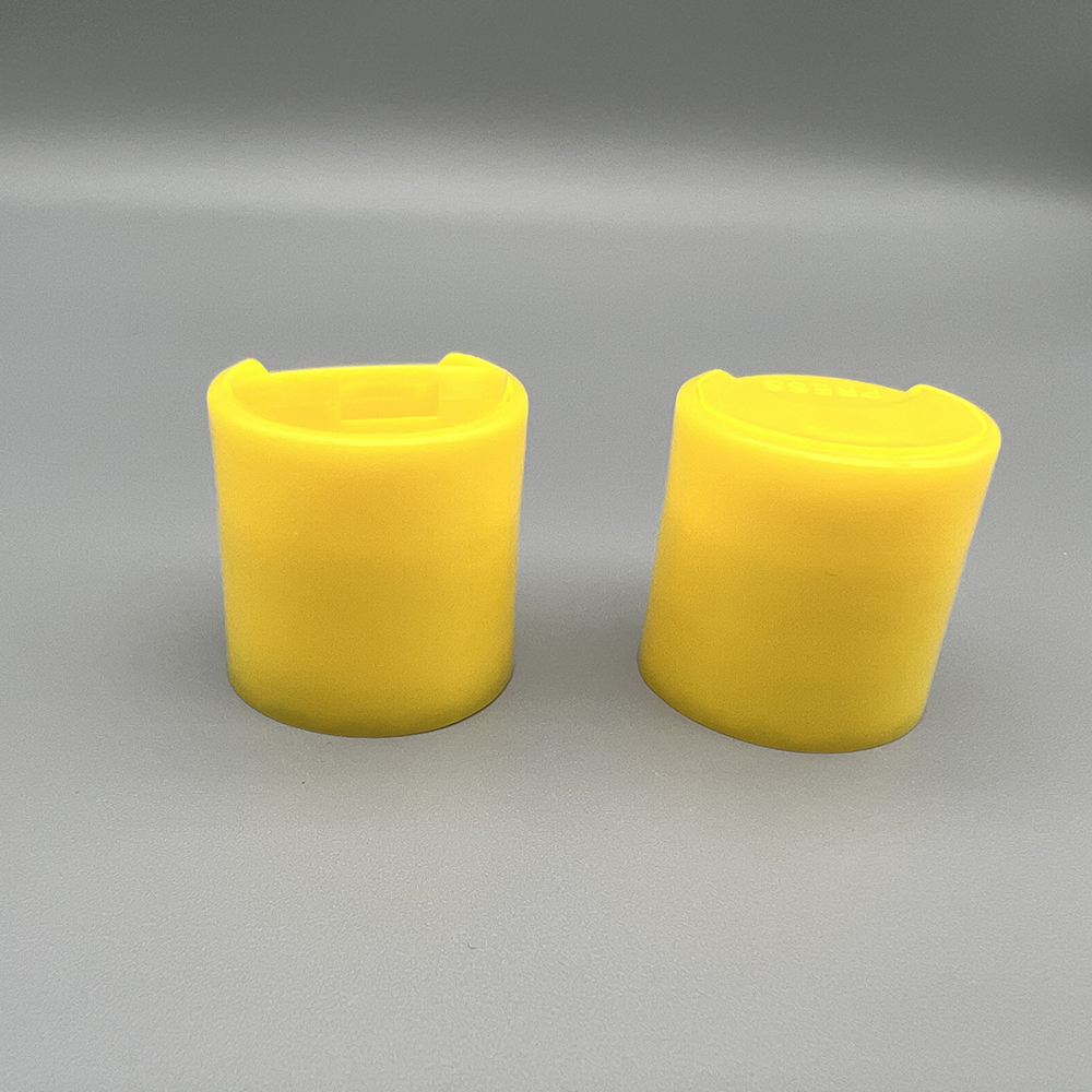 24/410 yellow color disc top cap/ press cap for shampoo gel and cosmetic packaging