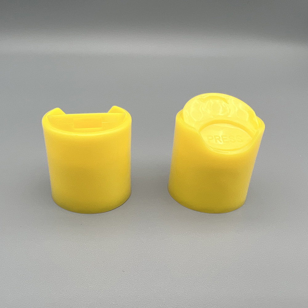 24/410 yellow color disc top cap/ press cap for shampoo gel and cosmetic packaging