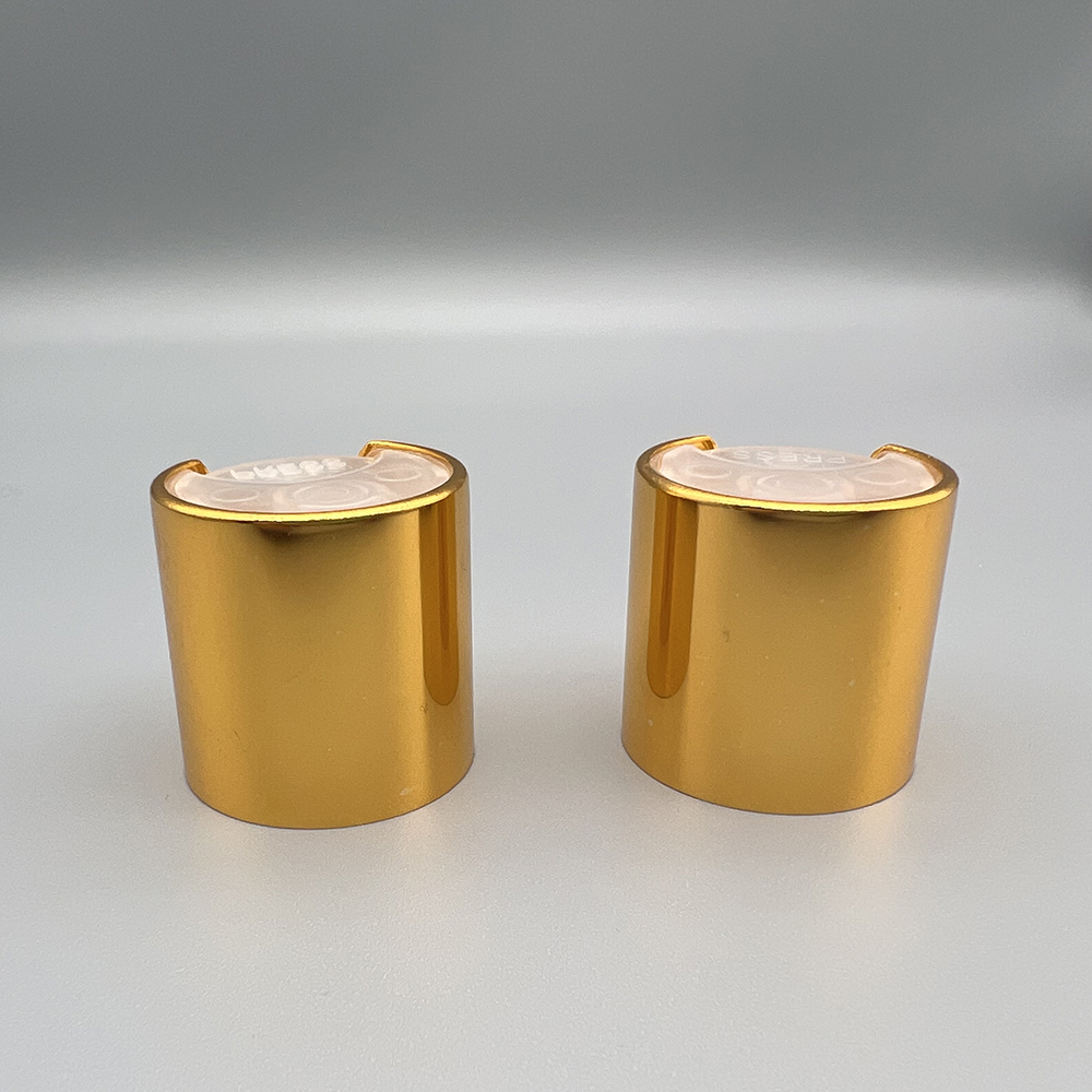 24/410 shiny gold aluminum with transparent disc top cap 