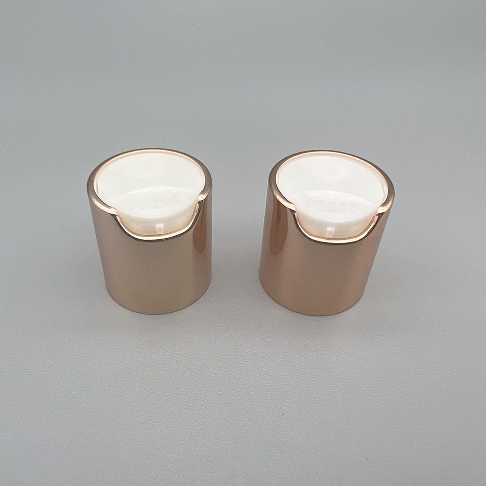 20/410 rose gold and white color aluminum disc top cap