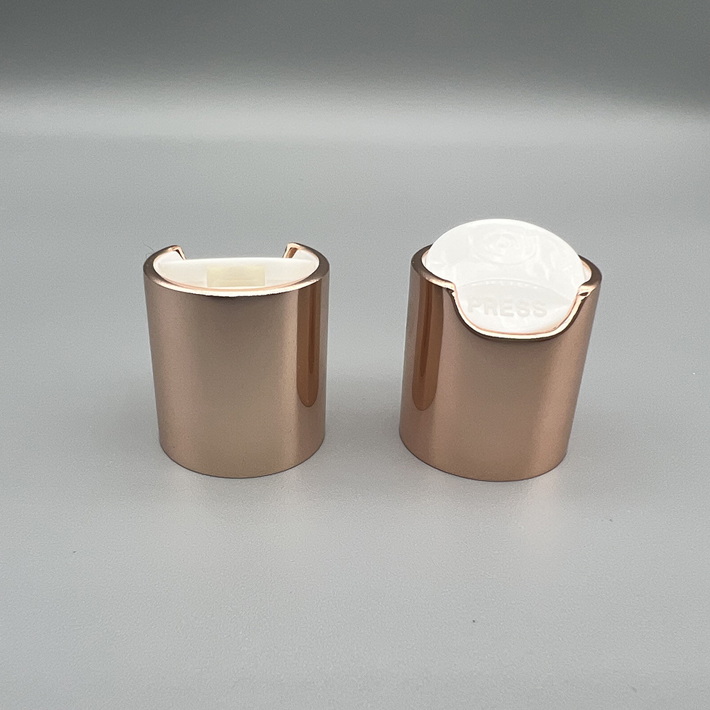 20/410 rose gold and white color aluminum disc top cap