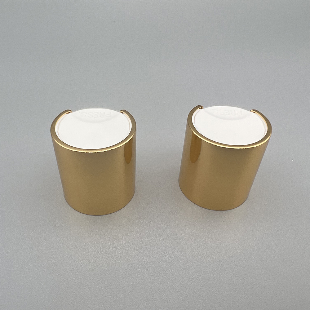 20/410 shiny gold aluminum with white plastic disc top cap
