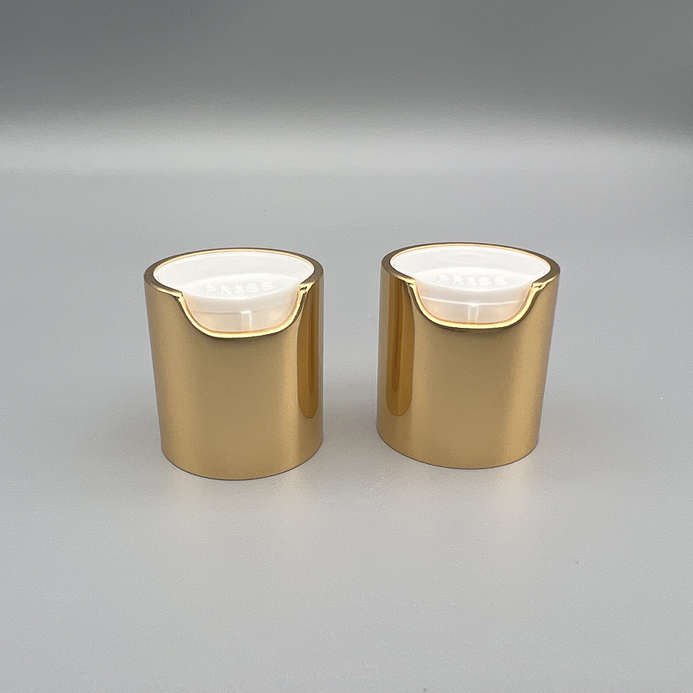 20/410 shiny gold aluminum with white plastic disc top cap