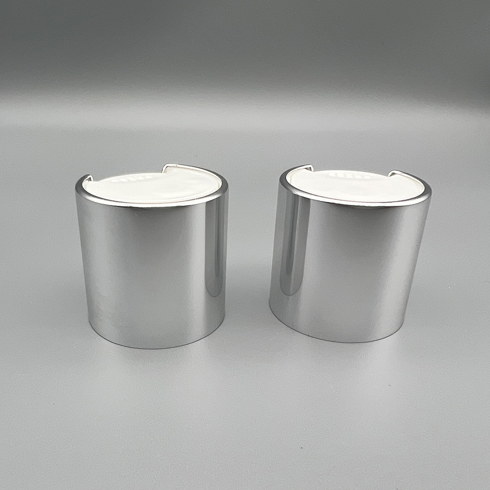 28/410 shiny silver and white color aluminum disc top cap